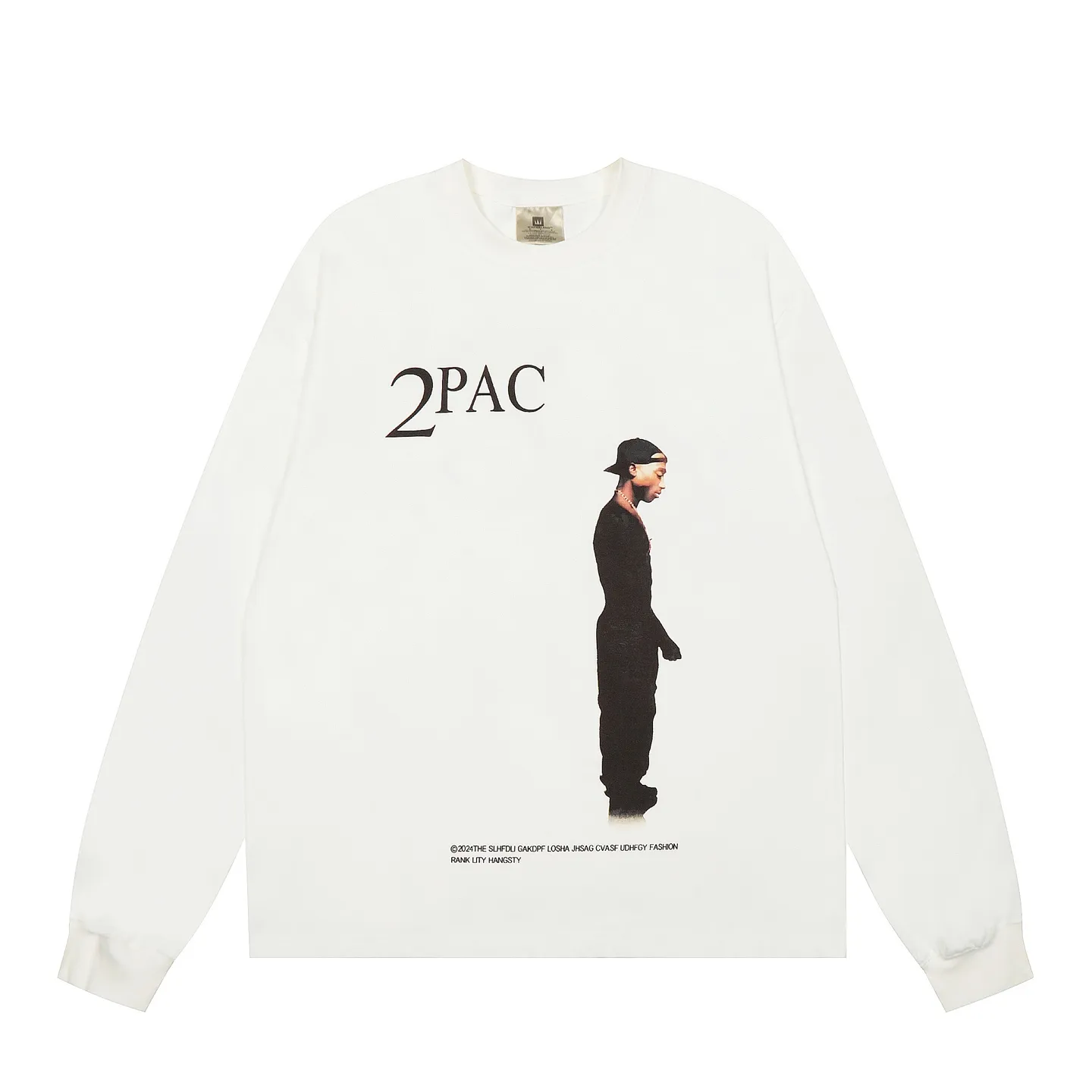 VT440 P150💰 Saint Michael 25SS saint joint Tupac Tupac rapper 2pac portrait BIG FACE digital direct injection long-sleeved T-shirt small neck design digital direct injection printing high street retro heavyweight Vintage long sleeves Size: S M L XL